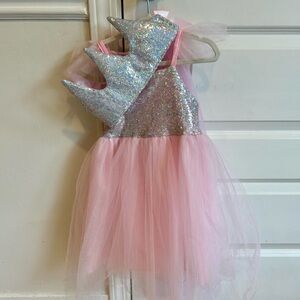 Great Pretenders Sequins Princess Dress Sparkle Pink Tulle Dress with crown